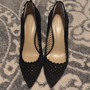 Ann Taylor Black Scalloped Heels